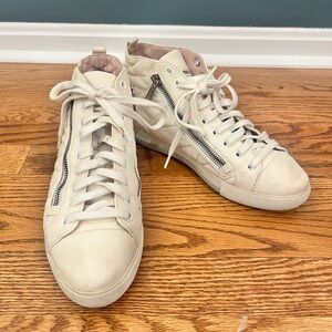 Miu Miu high top quilted sneakers with zipper detail